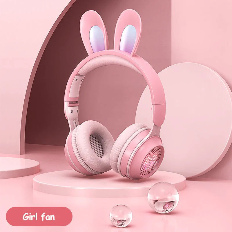Rabbit Ear Headphones Wireless Luminous Extendable Wheat Headphones - Lees Store